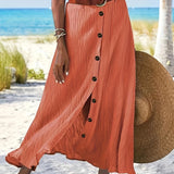 Läbipaistev midi seelik rebitud detailiga