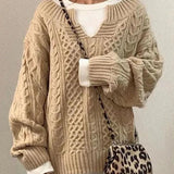 Elegantne kaablkoeline V-kaelusega kampsun igapäevaseks stiiliks