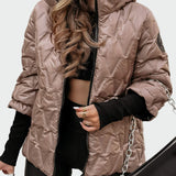 Helmi - Kapuutsiga puuvillane jakk pikkade varrukatega ja tepitud mustriga