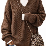 Elegantne kaablkoeline V-kaelusega kampsun igapäevaseks stiiliks