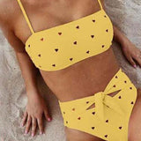 Romantiline Roosa Südameprint Bikiinikomplekt